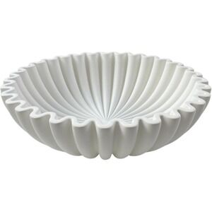 Oakoa Home White Fluted Scalloped Centerpiece Bowl 10 Inch Modern Decor